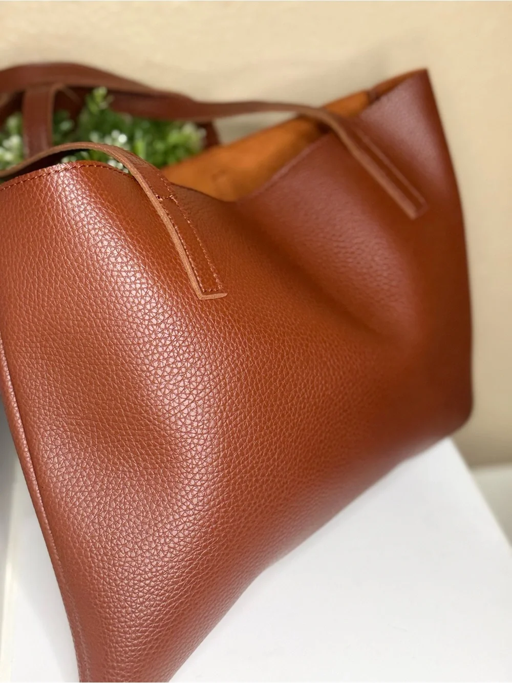 Brown Tote Bag with Black Stripe - Classic Women’s Carryall
